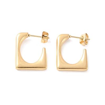 Ion Plating(IP) 304 Stainless Steel Rectangle Stud Earrings