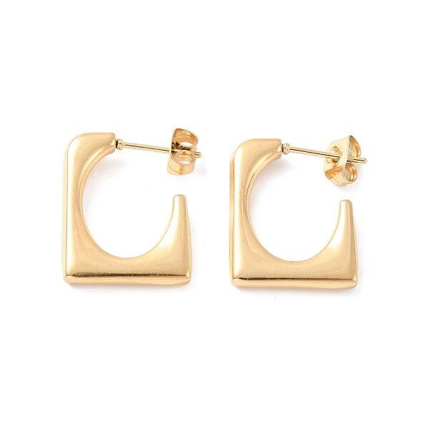 Ion Plating(IP) 304 Stainless Steel Rectangle Stud Earrings