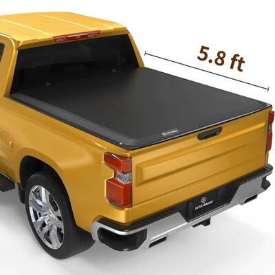 YITAMOTOR® 2019-2025 Chevy Silverado/GMC Sierra 1500 New Body Style, Fleetside 5.8 ft Bed Soft Roll Up Truck Bed Tonneau Cov...