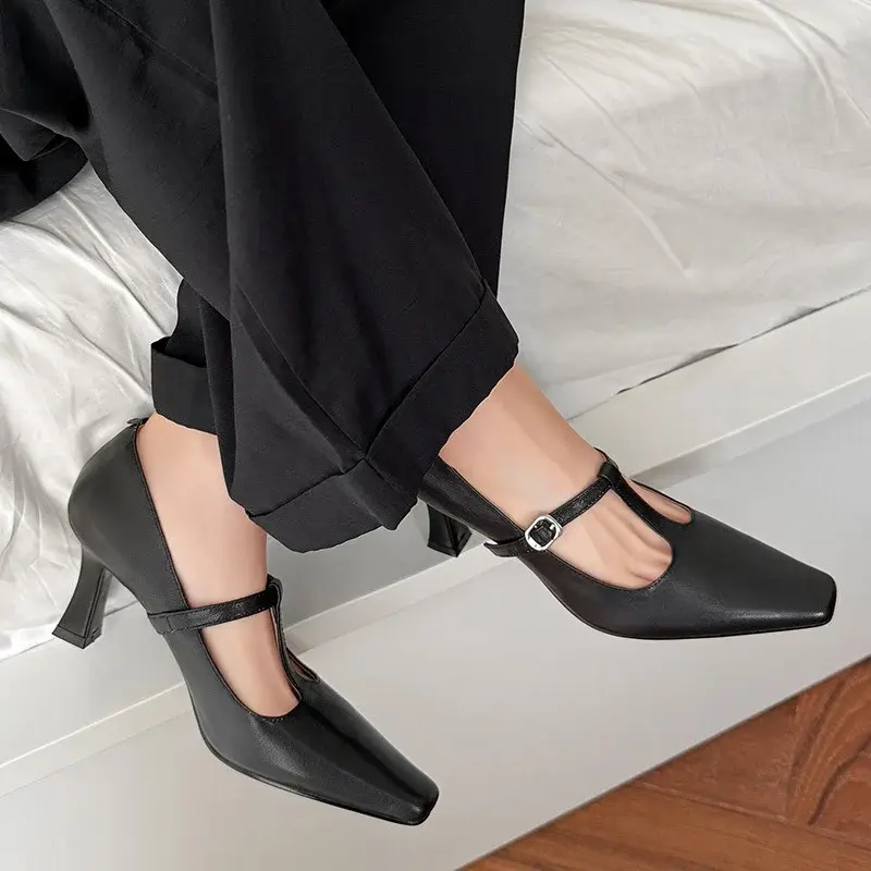 CHIKO Mariam Square Toe Stiletto T-Strap Shoes