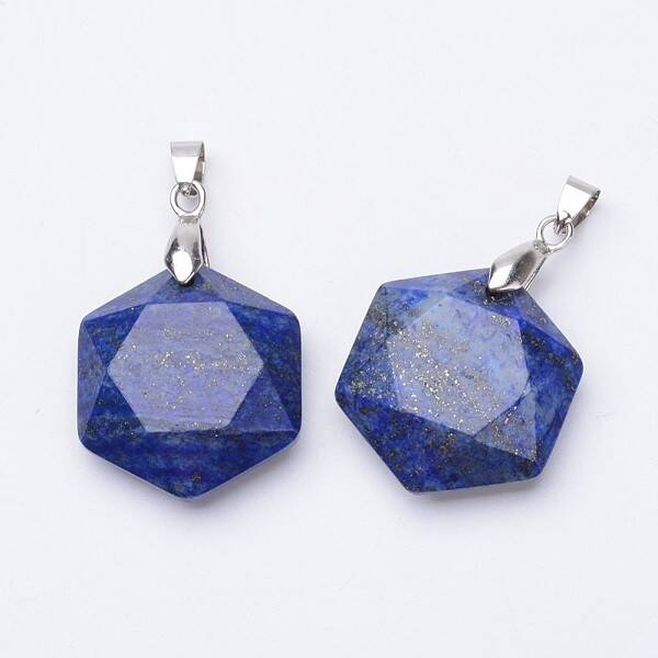 Faceted Natural Lapis Lazuli Pendants