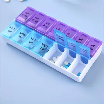 14-compartment Pill Box, 1/2 Counts Portable Pill Box Organizer With Lid, Plastic Medication Dispenser For Travel & Business ...