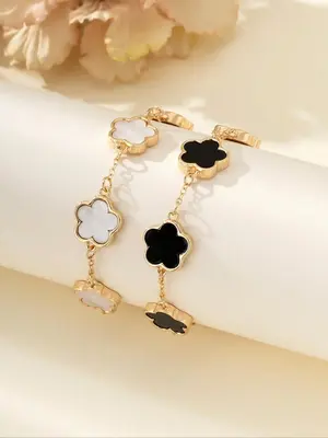 Flower Design Link Bracelet (2counts), Summer Outfits 2025 Plain Color Bracelet for Women, Party, Daily Clothing Decor, Jewel...