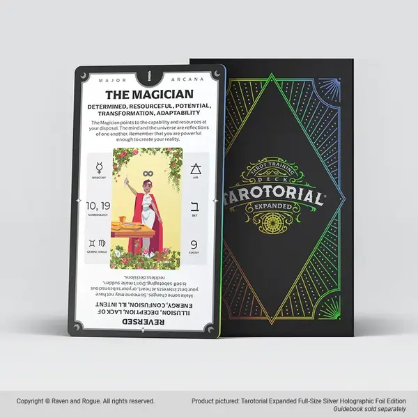 Tarotorial Expanded SILVER HOLO FULL SIZE Tarot Training Deck - Expanded Edition Rider Waite Smith Learning Minor Arcana Majo...
