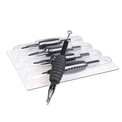 Dragonhawk Black Disposable Tattoo Tubes with Matching Assorted Pre-sterilized Tattoo Needles 20PCS