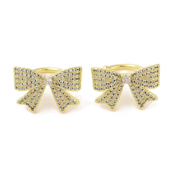 Brass Micro Pave Clear Cubic Zirconia Cuff Earrings for Women