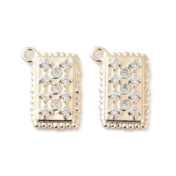Brass Micro Pave Clear Cubic Zirconia Charms