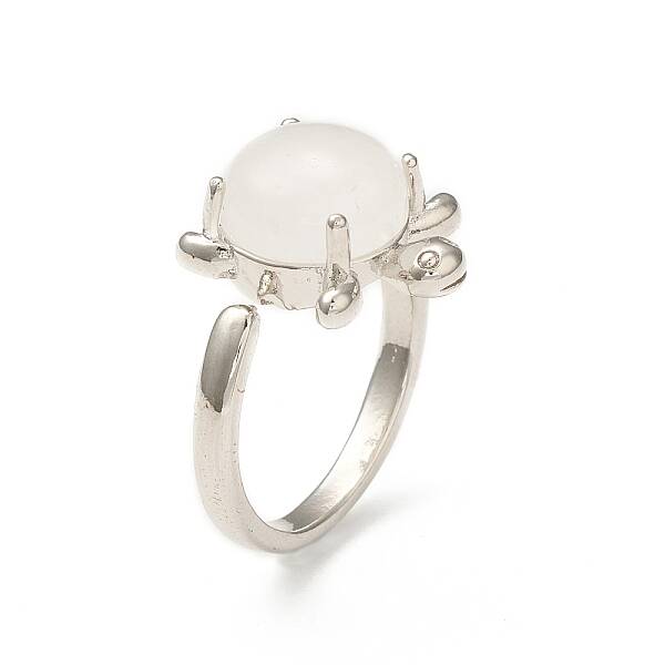 Natural Quartz Crystal Turtle Open Cuff Ring