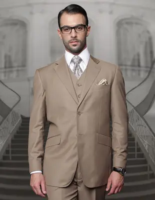 Statement Big & Tall Mens 100% Wool 3 Piece Fashion Suit