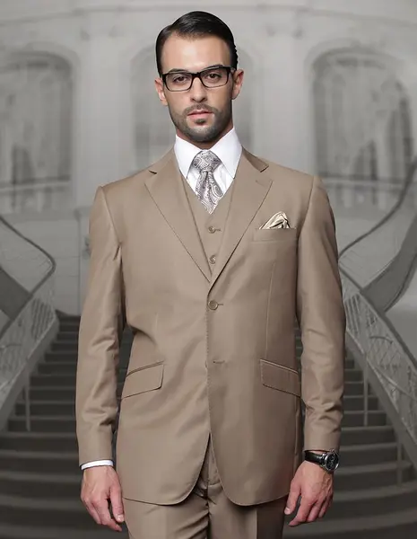 Statement Big & Tall Mens 100% Wool 3 Piece Fashion Suit