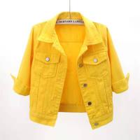 Spring and summer Korean style slim-fitting colorful mid-sleeve denim jacket women's short three-quarter sleeve jacket waistc...