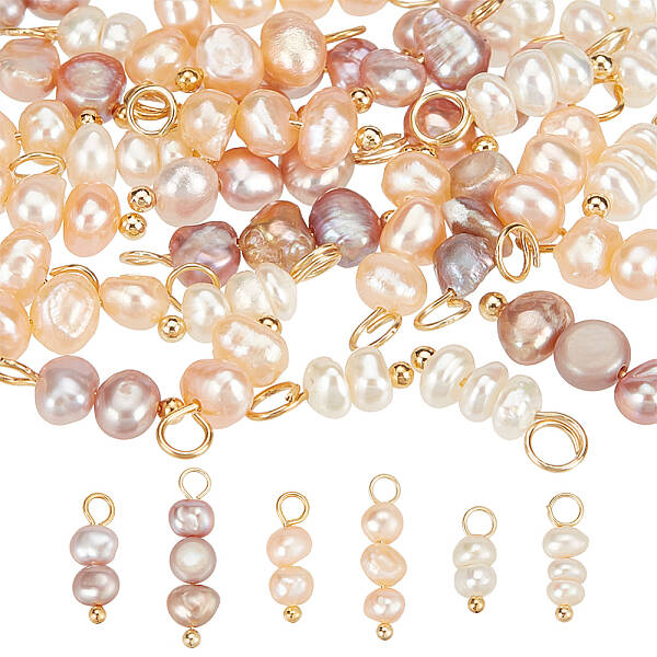 36Pcs 6 Styles Natural Cultured Freshwater Pearl Pendants