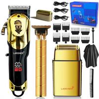 LARGNER Hair Clippers for Men Professional Cordless Beard Trimmer & Electric Razor Shavers with LED Display, Rechargeable 3 P...