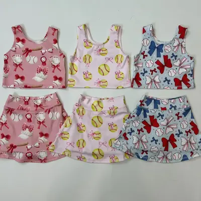 Athletic Tennis Sports Baseball Girls Set Cute Kids Clohtes,Girls Dress Casual Playwear Sporty Outfits
