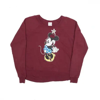 DISNEY Minnie Mouse Sweatshirt Red Womens XS
