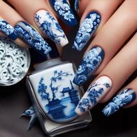 Chinese Style Fake Nails, 24pcs/set Removable False Nails for Women Girls Nail Art, Effortless Press on Nails Manicure Set