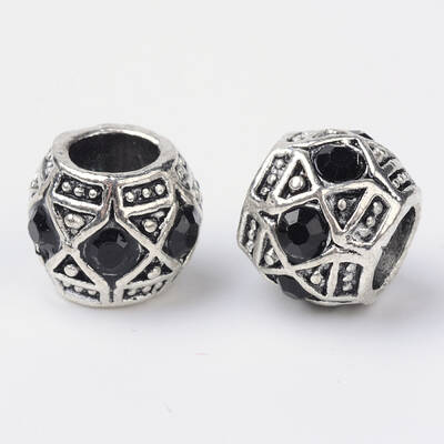 Alloy Rhinestone Rondelle Large Hole European Beads