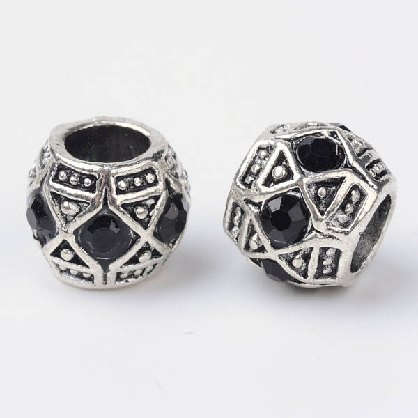 Alloy Rhinestone Rondelle Large Hole European Beads