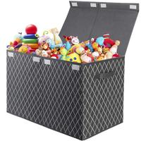 Toy Chest Box Storage Bins, Drawer Organizer for Dresser & Closet, Large Collapsible Sturdy Container with Fabric Flip-Top Li...