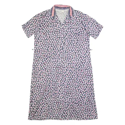 Womens Day Dress Pink 90s Floral Short Sleeve Midi L