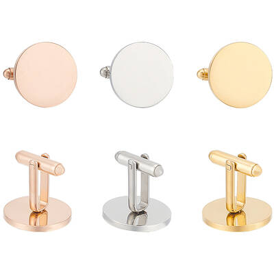 3 Pairs 3 Colors 201 Stainless Steel Cufflinks for Men