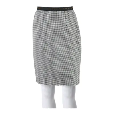 Womens Pencil Skirt White Knee Length Herringbone S