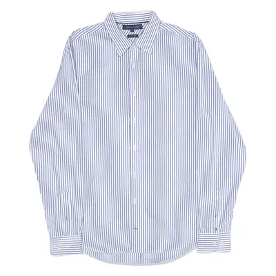 TOMMY HILFIGER Luxury Shirt Mens Shirt White Striped Long Sleeve L