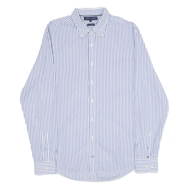 TOMMY HILFIGER Luxury Shirt Mens Shirt White Striped Long Sleeve L