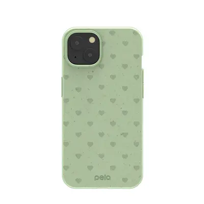 Sage Green Hearts iPhone 13 Case