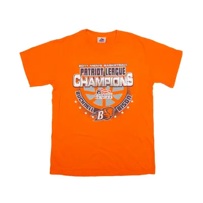 TRI LAKE Bucknell Bison Patriot League USA T-Shirt Orange Short Sleeve Mens M