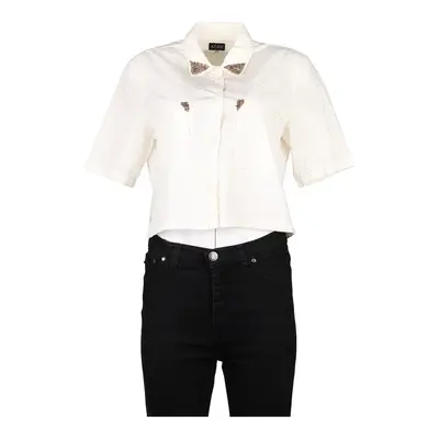 Armani Jeans Cropped Blouse - Medium White Cotton