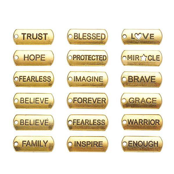 18Pcs 18 Style Tibetan Style Alloy Rectangle Pendants