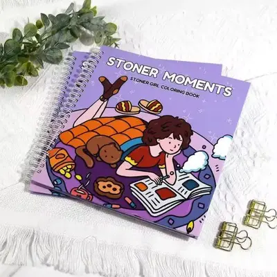 Halloween Fall Gift  Stoner Moments Stoner Girl Coloring Book Spiral Binding Featuring 30 Hand Drawn Illustrations for Relaxa...