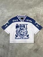 Men's Letter Jesus Print Round Neck Tee, Casual Short Sleeve T-shirt for Summer, Men's Top for Daily Wear