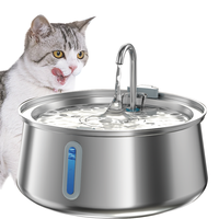 Homtyler Stainless Steel Cat Water Fountain,Pet Water Fountain 4L/135oz Large Capacity,Dog Water Dispenser with Water Level W...