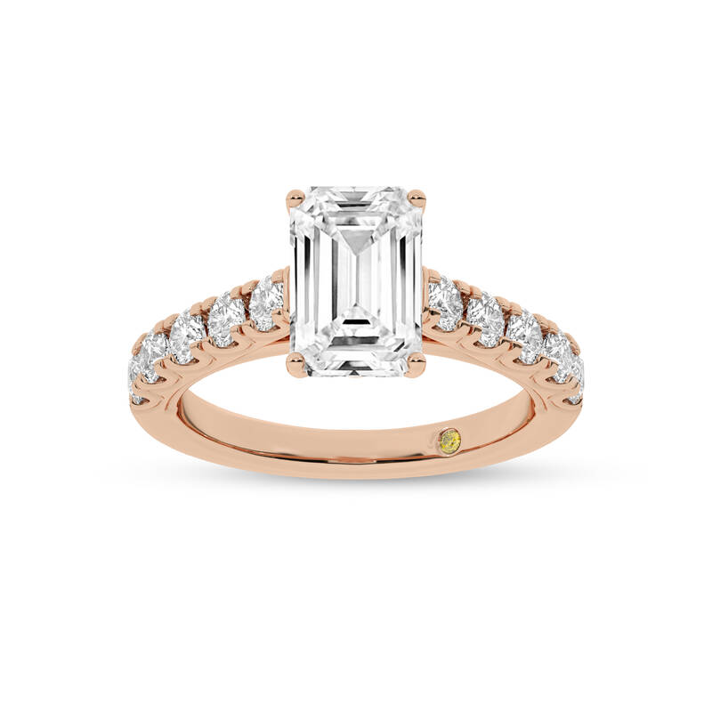 Reno Pavé Set Emerald Cut Lab Grown Cathedral Diamond Engagement Ring | 18K Rose Gold 4 5/8 CT. TW.