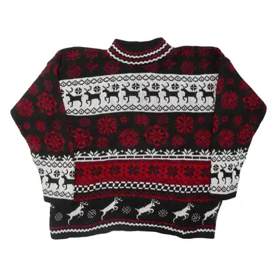KIMBERLY HUNTER Christmas Womens Patterned Jumper Red Crazy Pattern 2XL