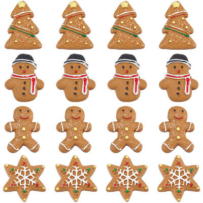 48Pcs 4 Styles Christmas Plastic Cabochons