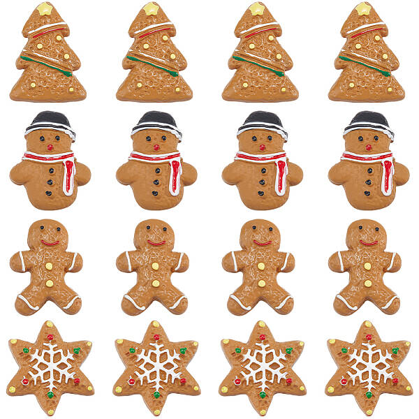 48Pcs 4 Styles Christmas Plastic Cabochons