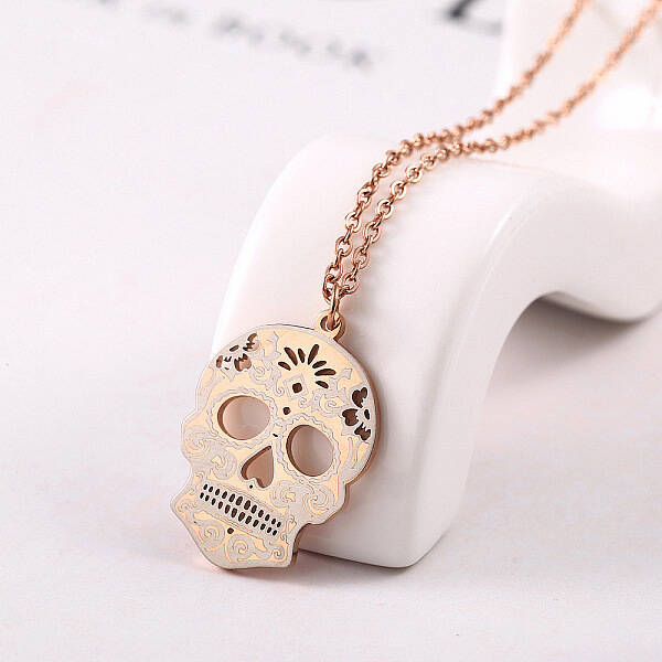 Stainless Steel Mexican Candy Skull Pendant Necklaces