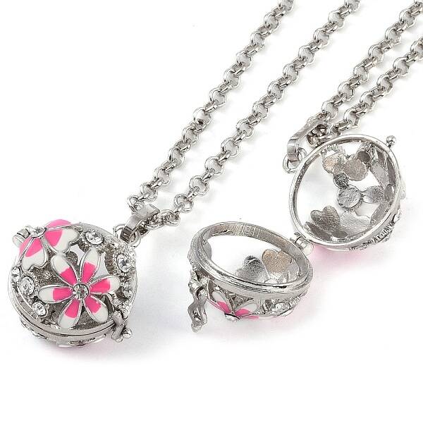 Brass Enamel with Rhinestone Pendant Necklaces