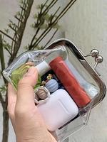 Mini Transparent Travel Storage Bag, Vintage Simple Design, Portable Lipstick & Makeup Pouch, Waterproof Cosmetic Organizer