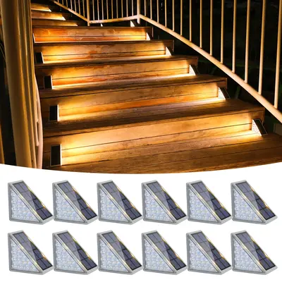 VOLISUN Outdoor Solar Light, Waterproof IP67 LED Step Lights,Eco-Friendly & Energy-Saving,3000K Warm Gold Glow for Outdoor St...