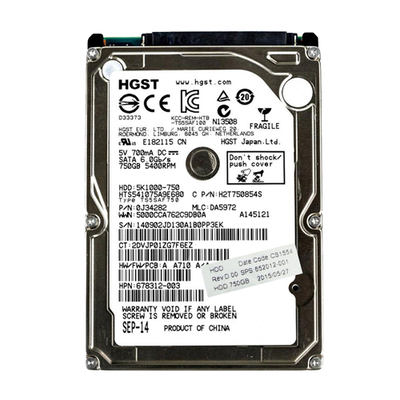 652012-001 HP 750GB 5400RPM SATA 3Gb/s 8MB Cache 2.5-inch Hard Drive