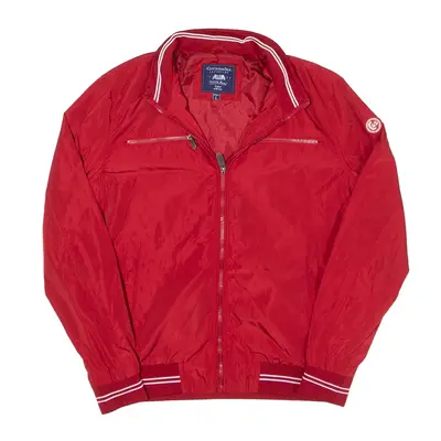 COTTON & SILK Bomber Jacket Red Mens L
