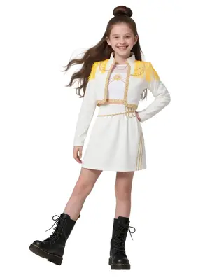 Girls' K-Pop Crop Top & Skirt Set, Long Sleeve Fitted Costume, Halloween Holy Cool Half Skirt Role Play Suit