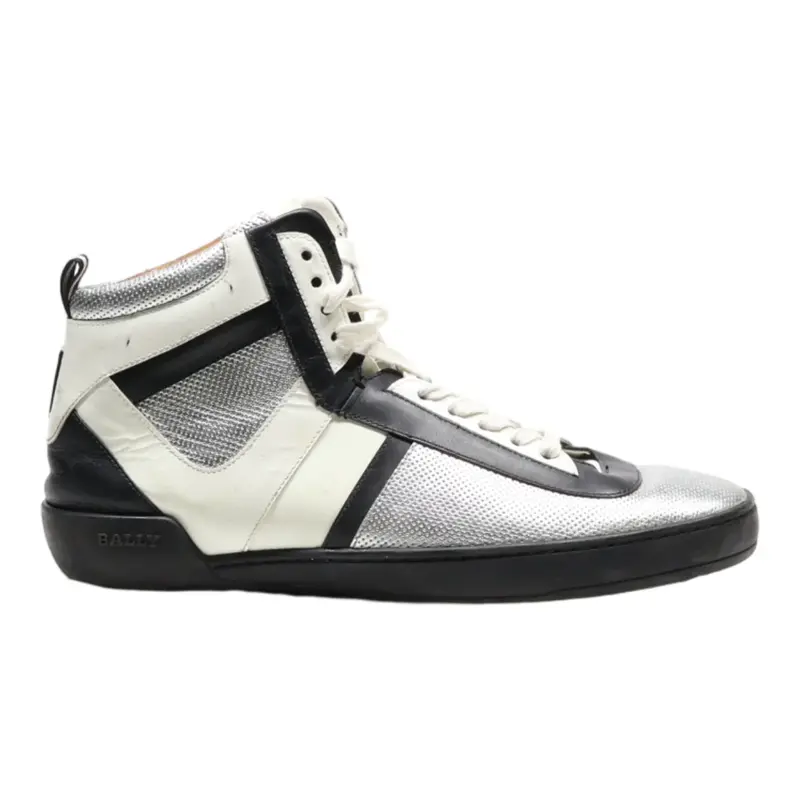 BALLY High Top Trainers Silver Synthetic Mens UK 8