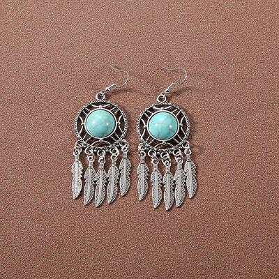 Bohemian tassel turquoise earrings