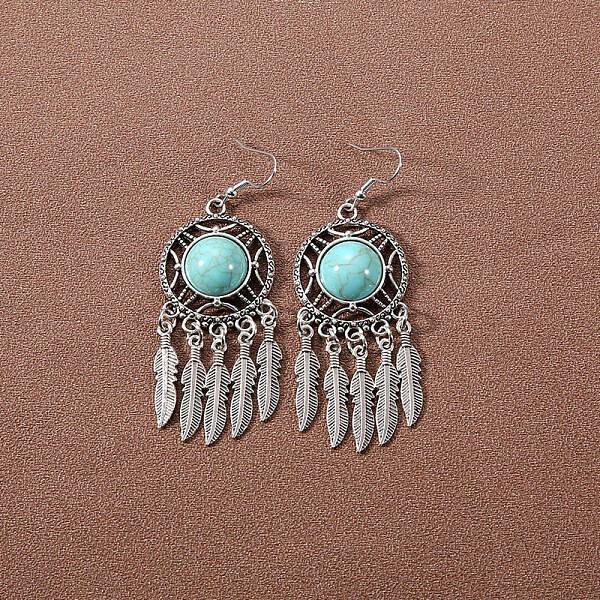 Bohemian tassel turquoise earrings