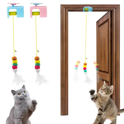 SPOVEN Pet Stress Relief Toys for Cats,Rechargeable Interactive Hanging Door Cat Toy, Automatic Electric Flying Bird Cat Toy ...